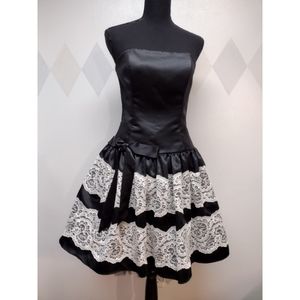 Jessica McClintock black and white strapless cocktail dress size 8